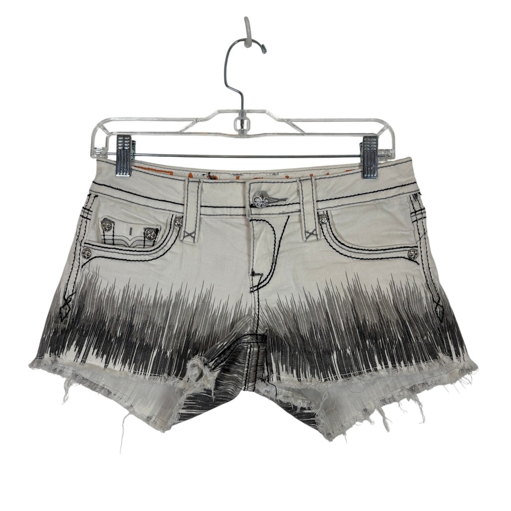 Rock Revival Tullia Denim Shorts White Grey Ombre Y2K Edgy Grunge Womens 25